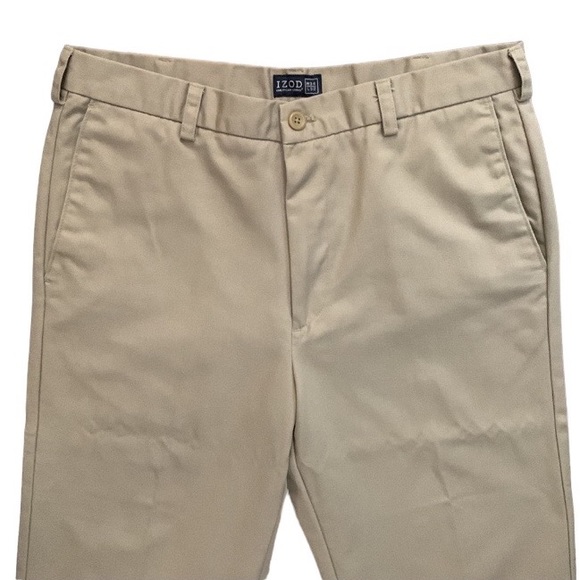 Izod American Chino cotton khaki flat front pants - Picture 5 of 15
